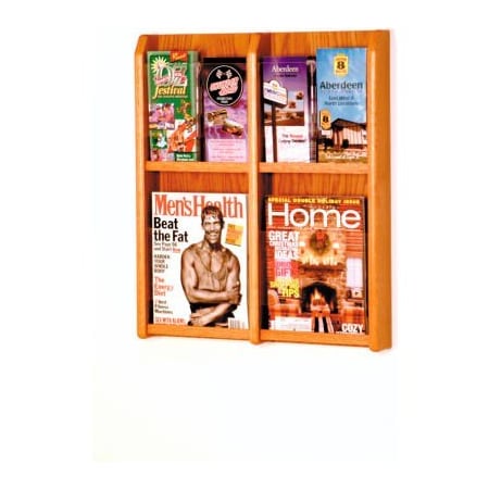 Wooden Mallet 4 Magazine/8 Brochure Oak & Acrylic Wall Display - Medium Oak LM-6MO